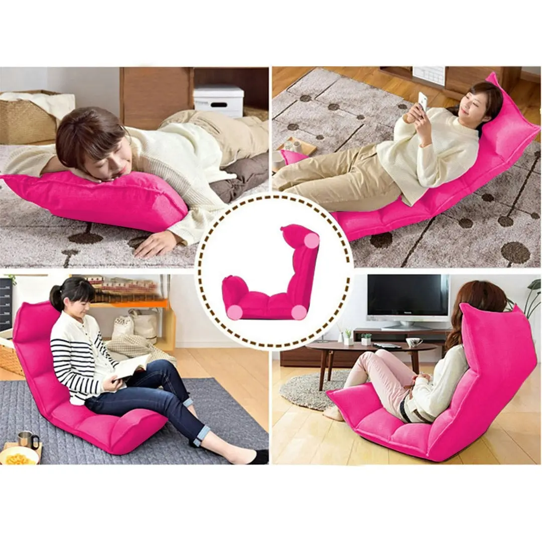 Soga Foldable Tatami Floor Sofa Bed Meditation Lounge Chair Recliner Lazy Couch Pink