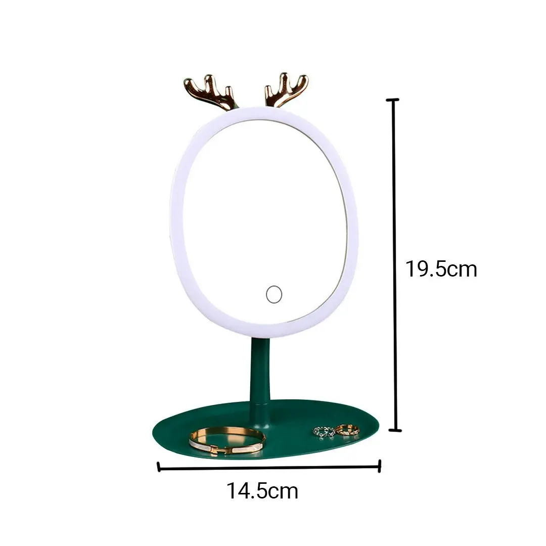 Soga Green Antler LED Light Makeup Mirror Tabletop Vanity Home Decor