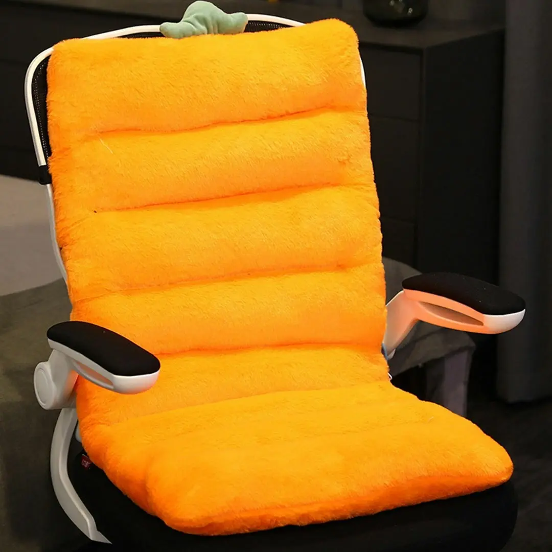 Soga Orange One Piece Siamese Cushion Office Sedentary Butt Mat Back Waist Chair Support Home Decor