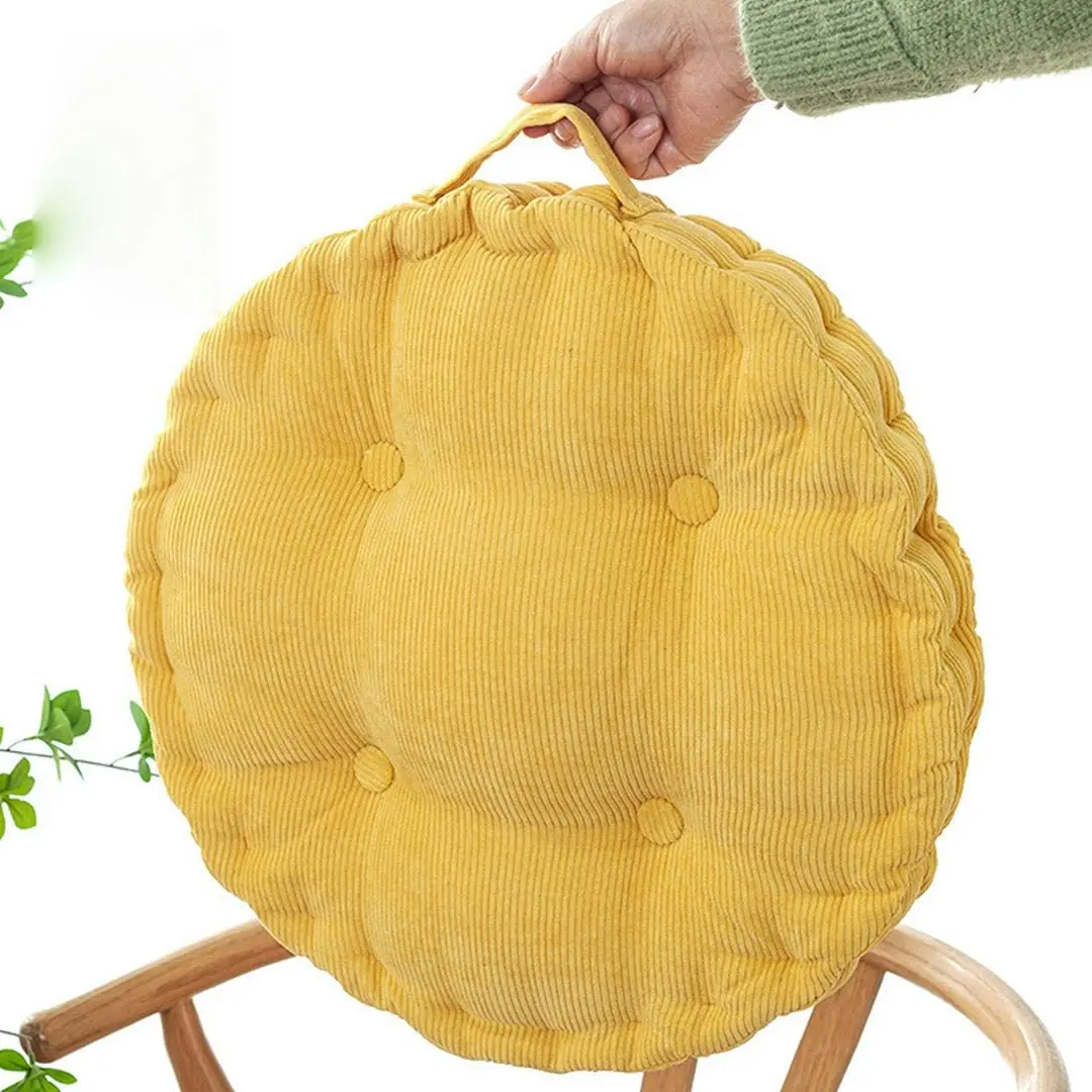 Soga Yellow Round Cushion Soft Leaning Plush Backrest Throw Seat Pillow Home Office Decor