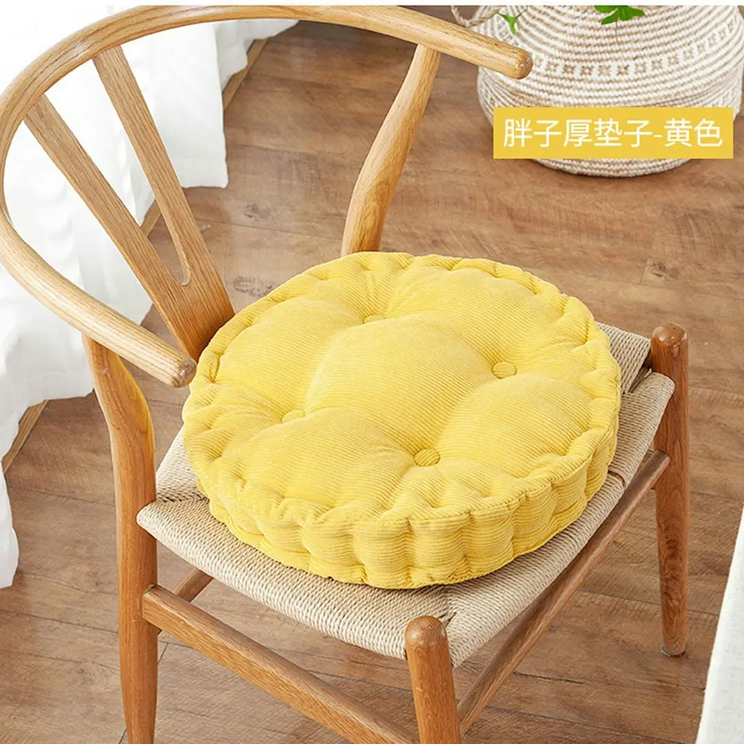 Soga Yellow Round Cushion Soft Leaning Plush Backrest Throw Seat Pillow Home Office Decor