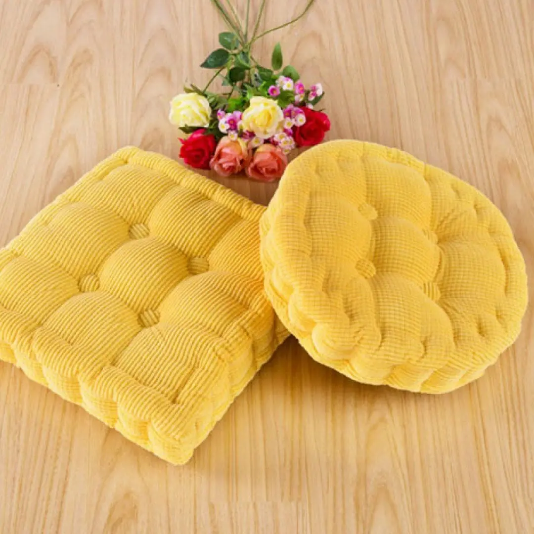 Soga Yellow Round Cushion Soft Leaning Plush Backrest Throw Seat Pillow Home Office Decor