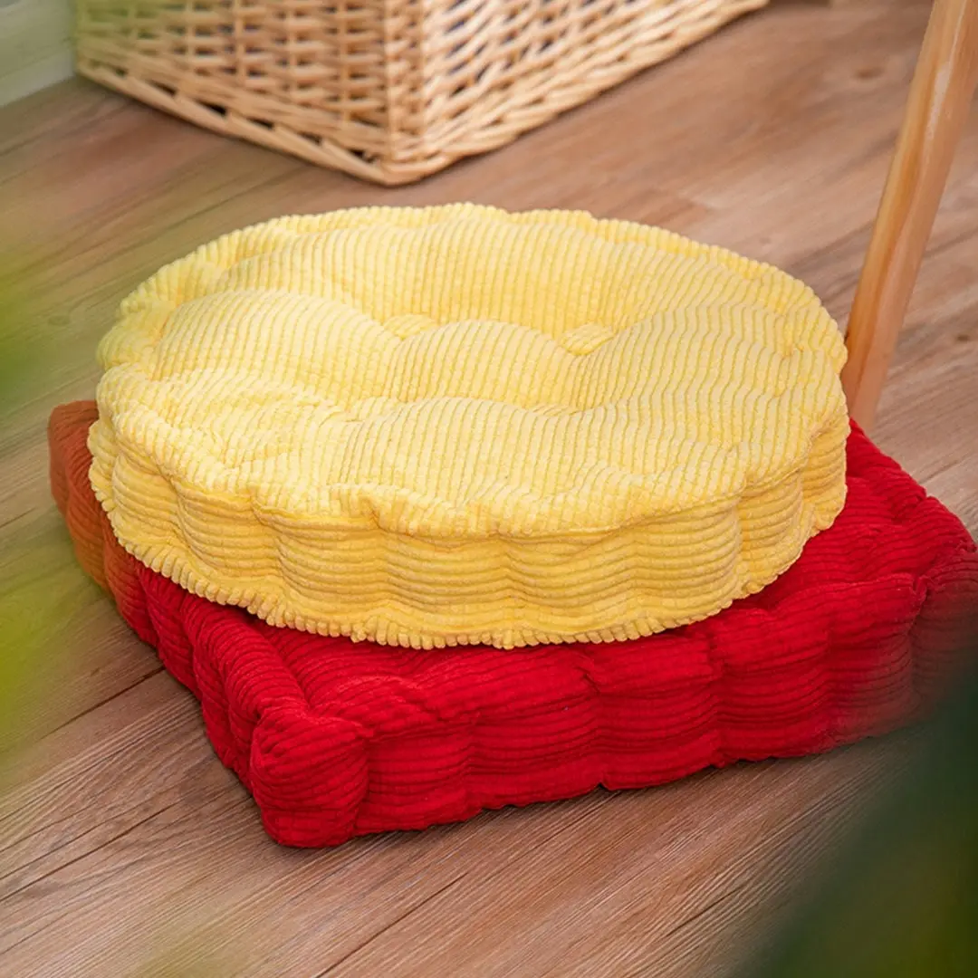 Soga Yellow Round Cushion Soft Leaning Plush Backrest Throw Seat Pillow Home Office Decor