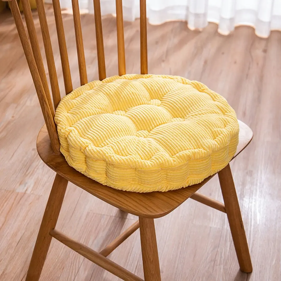 Soga Yellow Round Cushion Soft Leaning Plush Backrest Throw Seat Pillow Home Office Decor