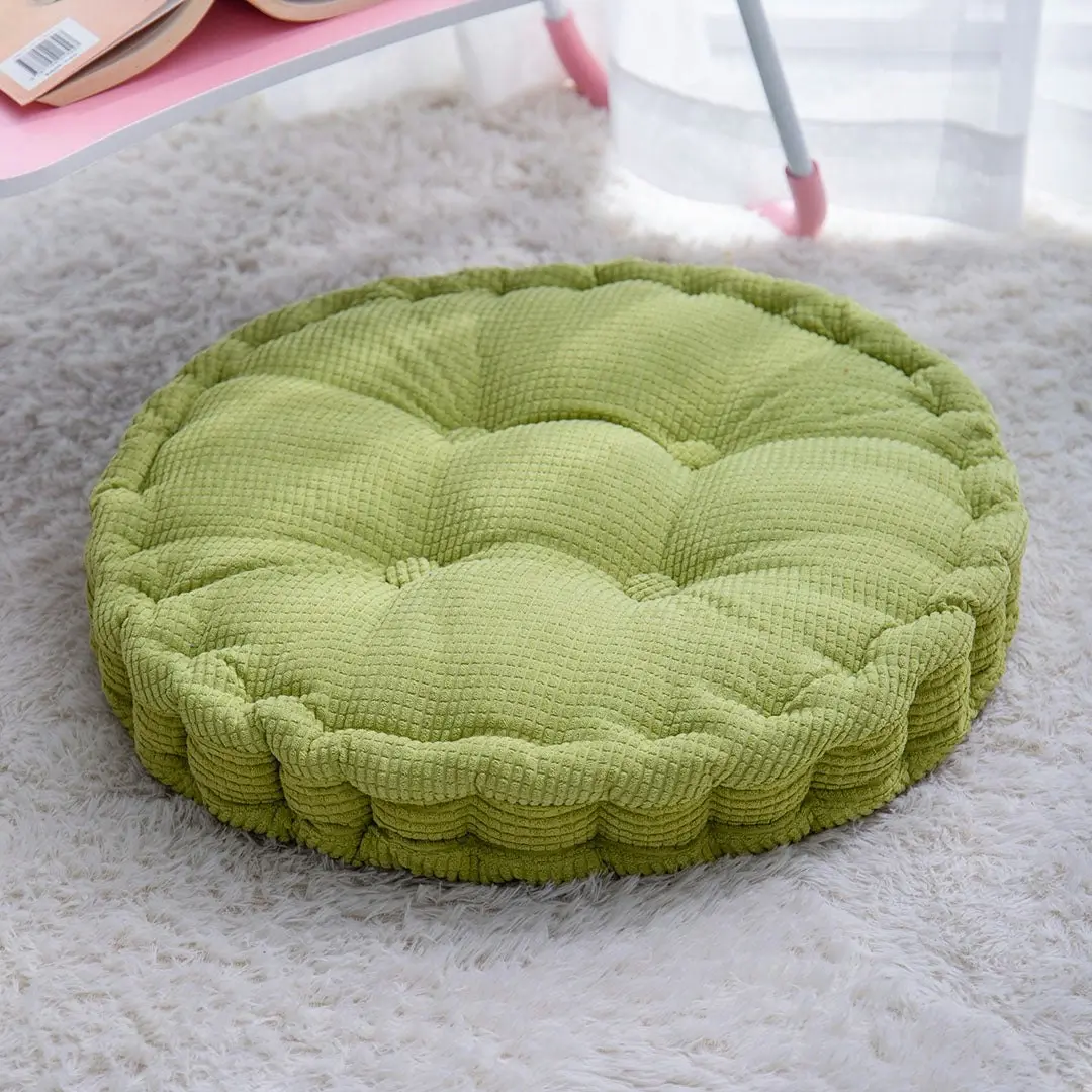 Soga Green Round Cushion Soft Leaning Plush Backrest Throw Seat Pillow Home Office Decor