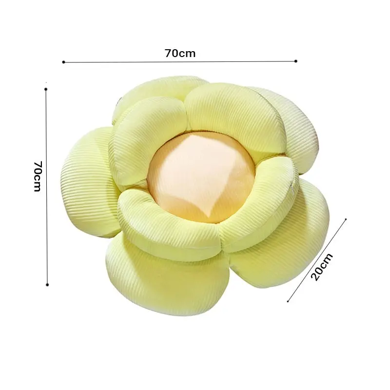 Soga Green Double Flower Shape Cushion Soft Bedside Floor Plush Pillow Home Decor