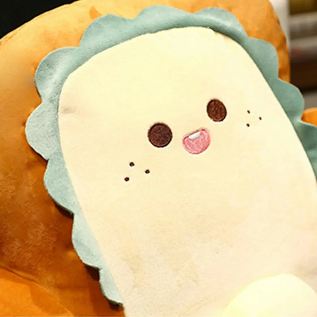 Soga 48cm Cute Face Toast Bread Cushion Stuffed Car Seat Plush Cartoon Back Support Pillow Home Decor