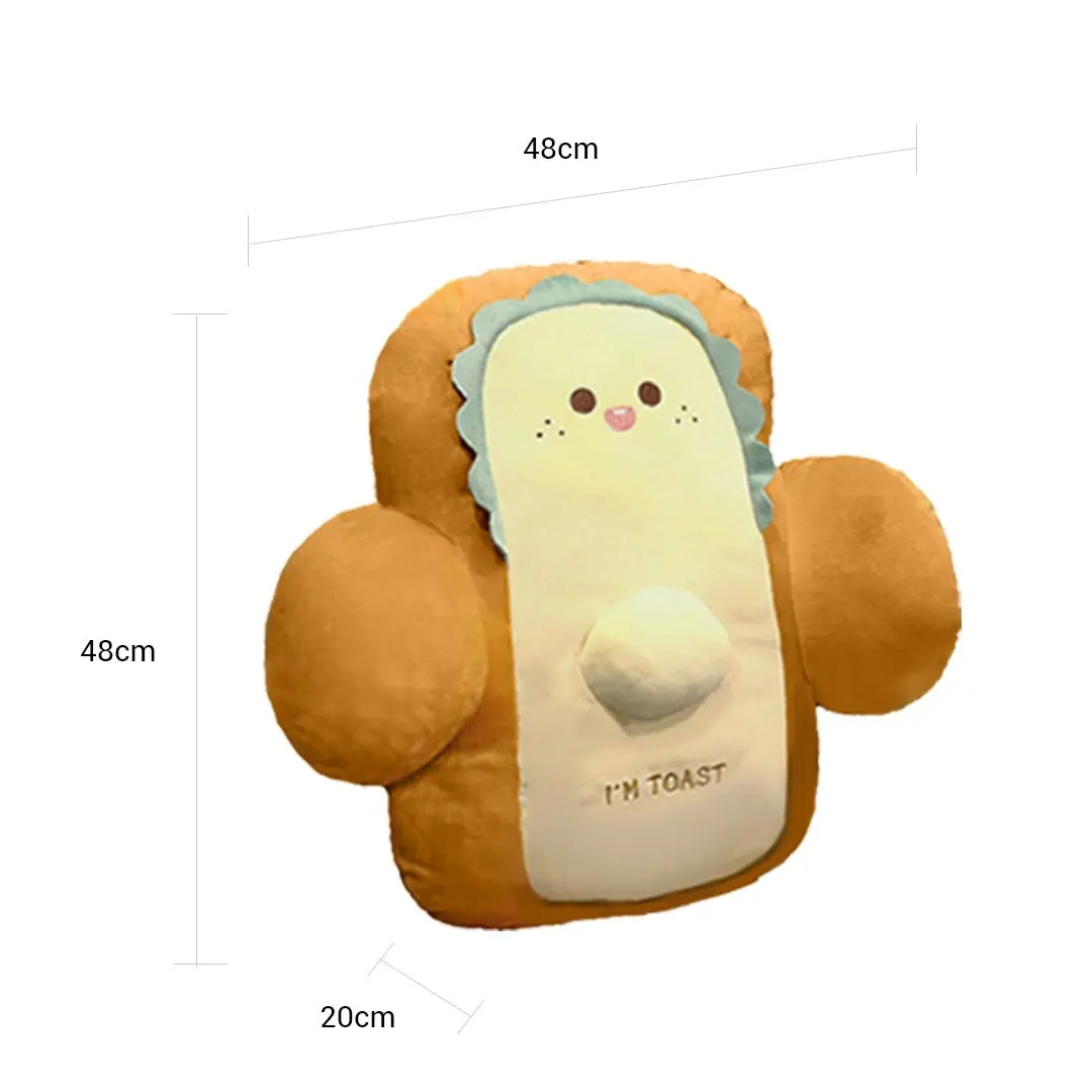 Soga 48cm Cute Face Toast Bread Cushion Stuffed Car Seat Plush Cartoon Back Support Pillow Home Decor