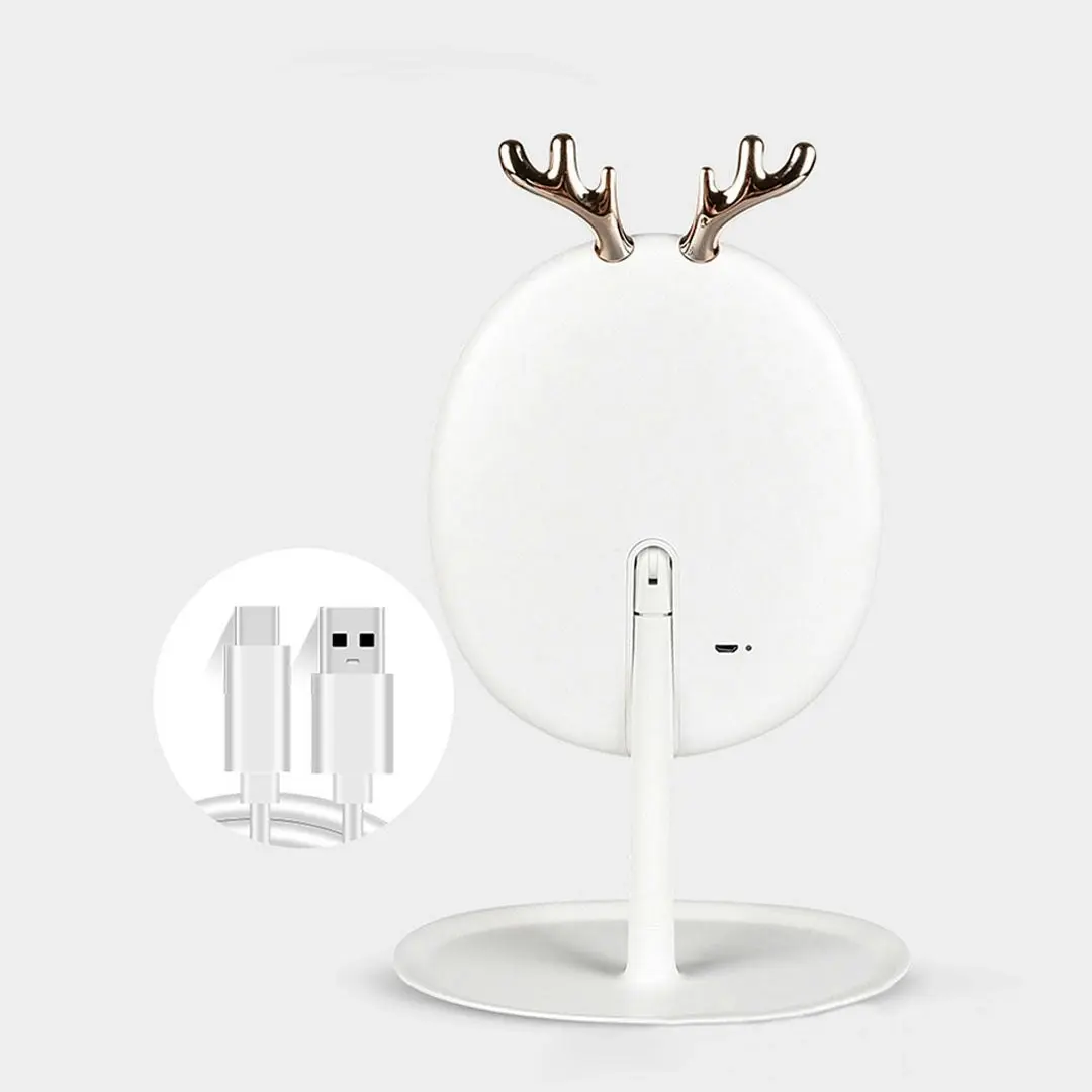 Soga White Antler LED Light Makeup Mirror Tabletop Vanity Home Decor