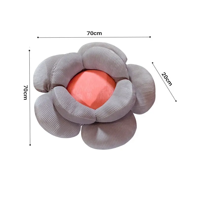 Soga Grey Double Flower Shape Cushion Soft Bedside Floor Plush Pillow Home Decor