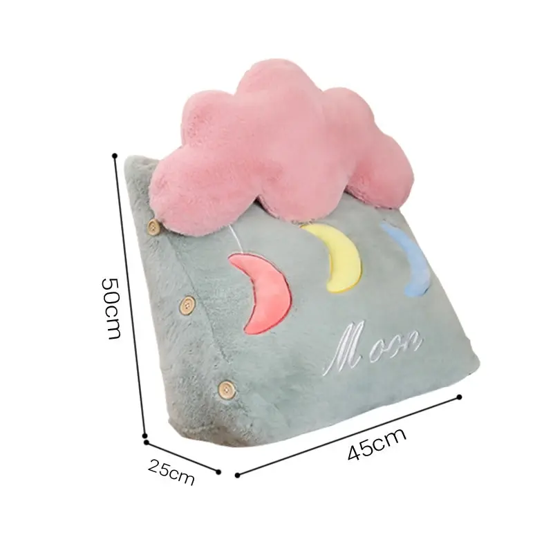 Soga Green Cute Moon Cloud Cushion Soft Leaning Lumbar Wedge Pillow Bedside Plush Home Decor