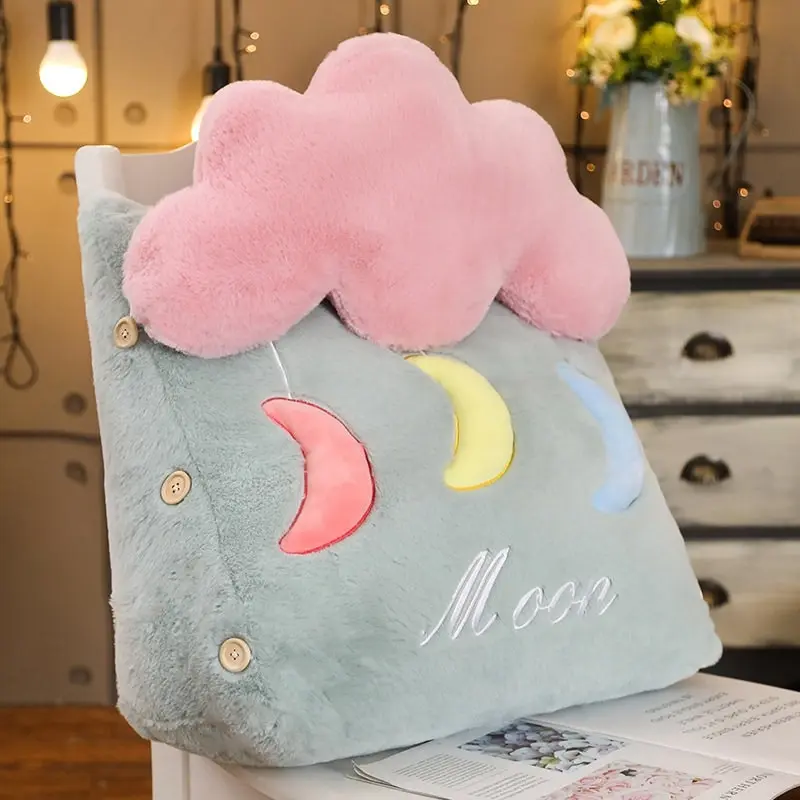 Soga Green Cute Moon Cloud Cushion Soft Leaning Lumbar Wedge Pillow Bedside Plush Home Decor