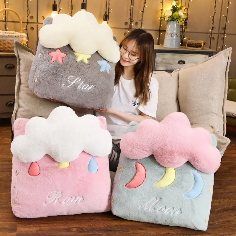 Soga Green Cute Moon Cloud Cushion Soft Leaning Lumbar Wedge Pillow Bedside Plush Home Decor