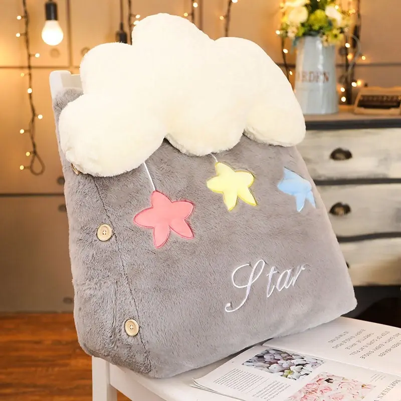 Soga Grey Cute Star Cloud Cushion Soft Leaning Lumbar Wedge Pillow Bedside Plush Home Decor