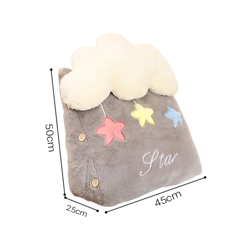 Soga Grey Cute Star Cloud Cushion Soft Leaning Lumbar Wedge Pillow Bedside Plush Home Decor