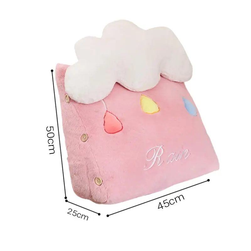 Soga Pink Cute Rain Cloud Cushion Soft Leaning Lumbar Wedge Pillow Bedside Plush Home Decor