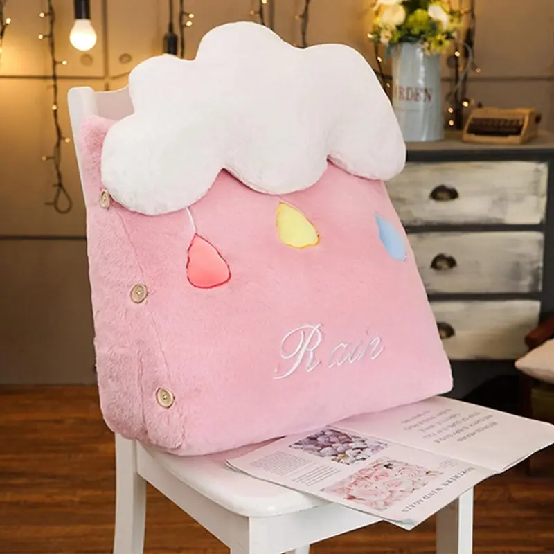 Soga Pink Cute Rain Cloud Cushion Soft Leaning Lumbar Wedge Pillow Bedside Plush Home Decor