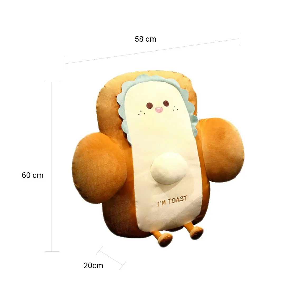 Soga 58cm Cute Face Toast Bread Cushion Stuffed Car Seat Plush Cartoon Back Support Pillow Home Decor