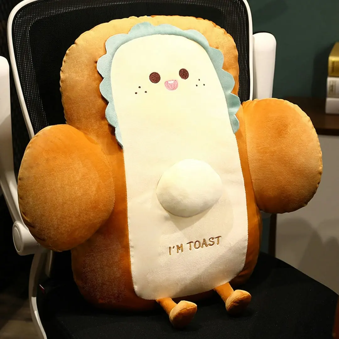 Soga 58cm Cute Face Toast Bread Cushion Stuffed Car Seat Plush Cartoon Back Support Pillow Home Decor