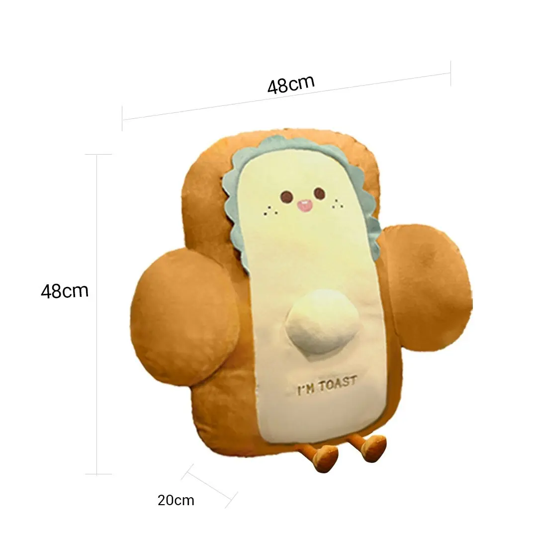 Soga 48cm Smiley Face Toast Bread Cushion Stuffed Car Seat Plush Cartoon Back Support Pillow Home Decor