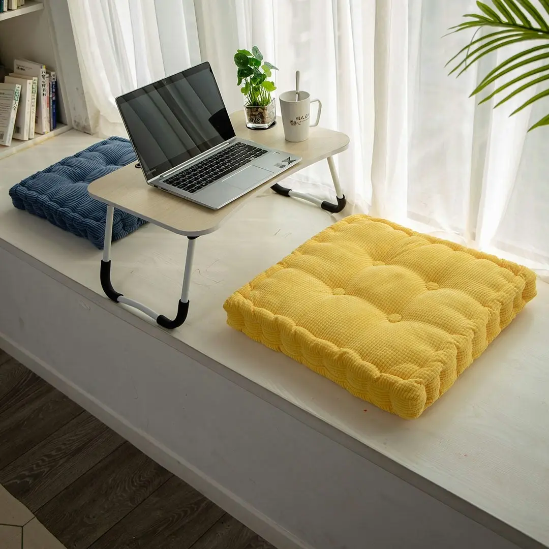 Soga Yellow Square Cushion Soft Leaning Plush Backrest Throw Seat Pillow Home Office Decor