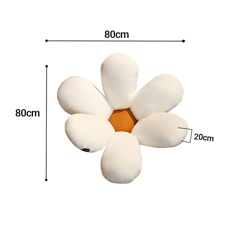 Soga White Daisy Flower Shape Cushion Soft Leaning Bedside Pad Floor Plush Pillow Home Decor