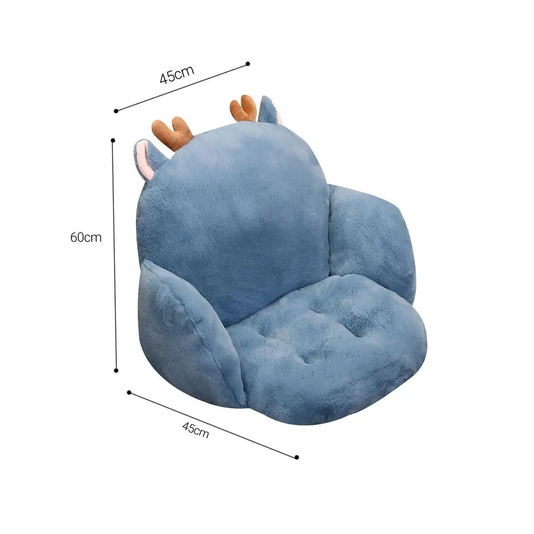 Soga Blue Deer Shape Cushion Soft Leaning Bedside Pad Sedentary Plushie Pillow Home Decor