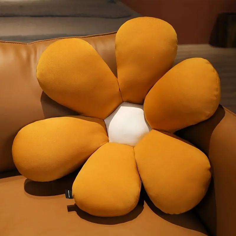 Soga Coffee Daisy Flower Shape Cushion Soft Leaning Bedside Pad Floor Plush Pillow Home Decor