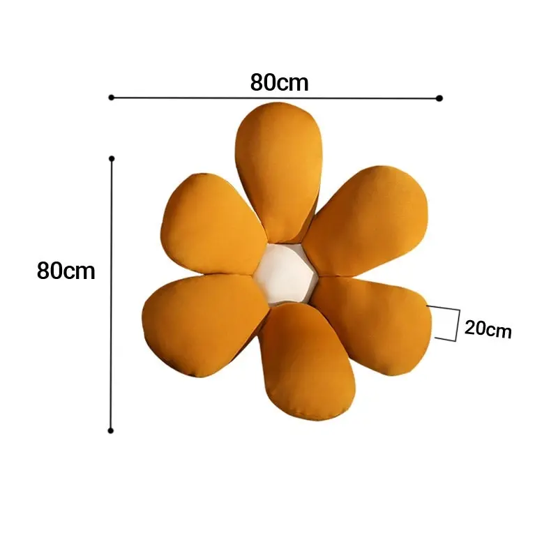 Soga Coffee Daisy Flower Shape Cushion Soft Leaning Bedside Pad Floor Plush Pillow Home Decor