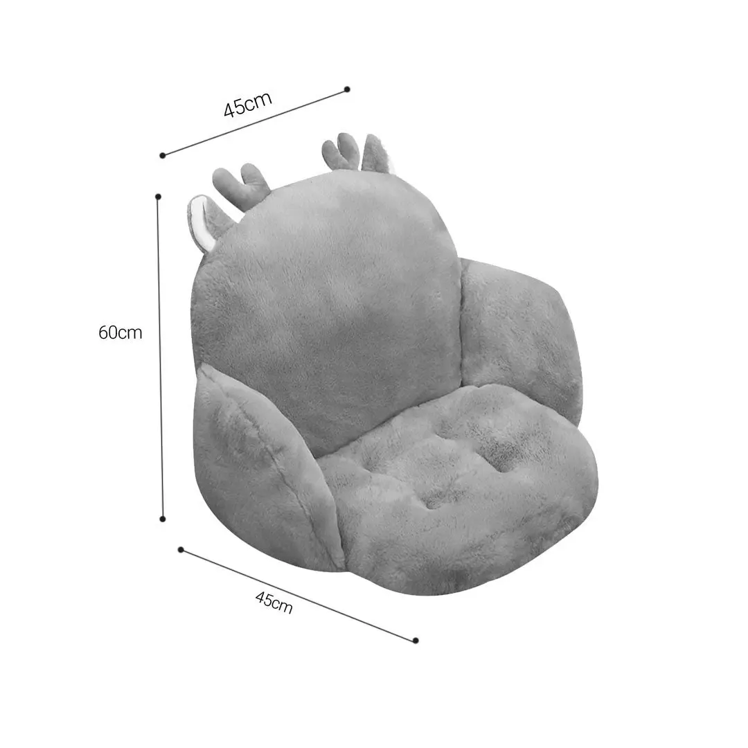 Soga Gray Bunny Shape Cushion Soft Leaning Bedside Pad Sedentary Plushie Pillow Home Decor