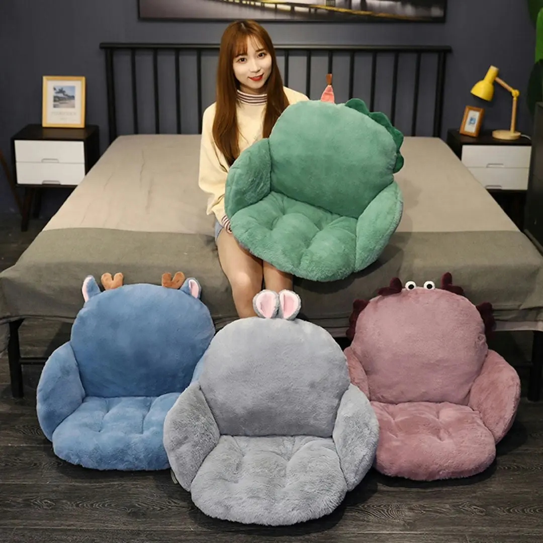 Soga Green Dino Shape Cushion Soft Leaning Bedside Pad Sedentary Plushie Pillow Home Decor