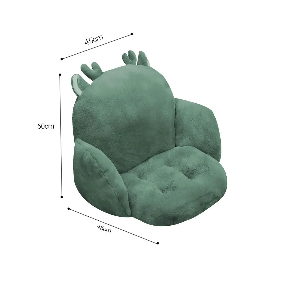 Soga Green Dino Shape Cushion Soft Leaning Bedside Pad Sedentary Plushie Pillow Home Decor