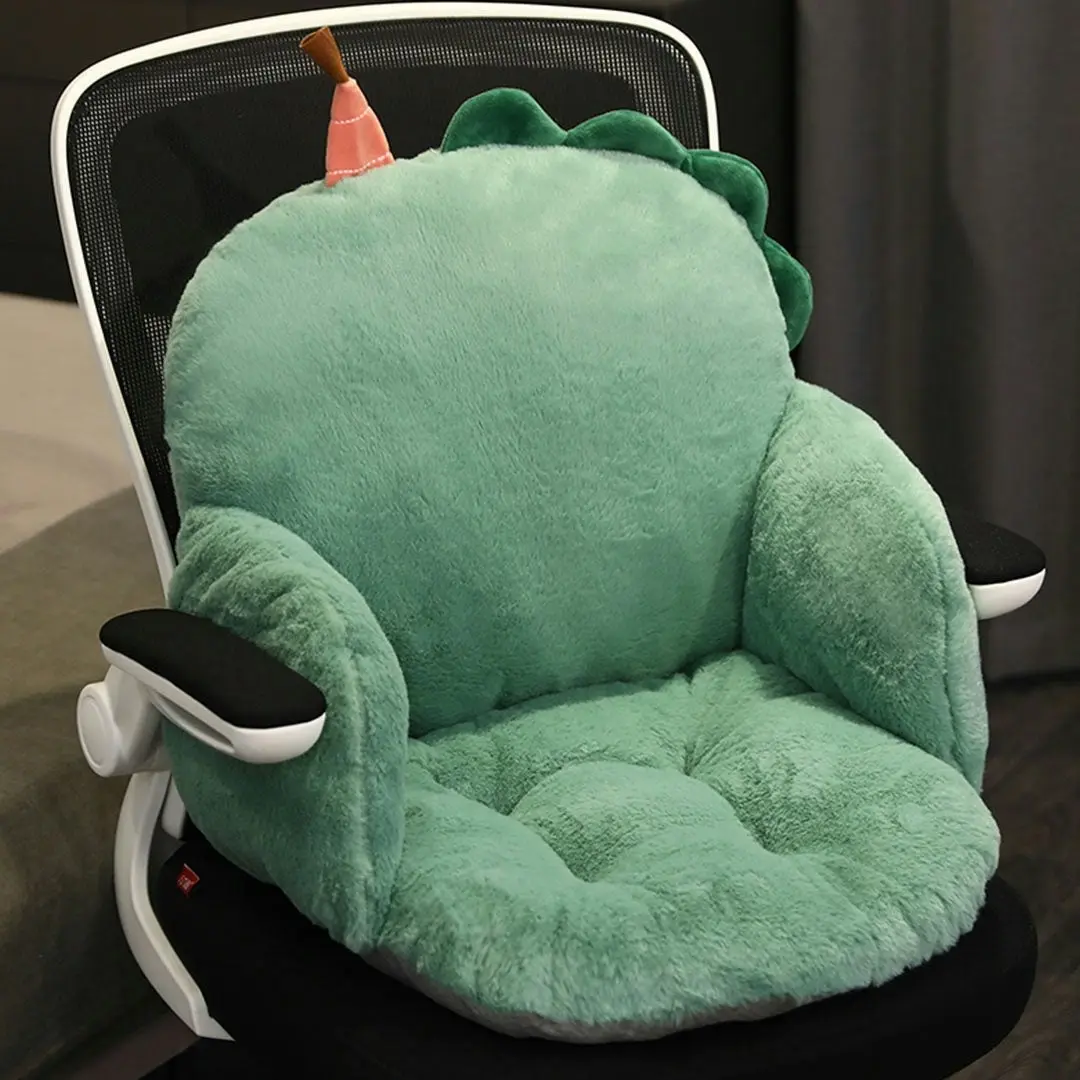 Soga Green Dino Shape Cushion Soft Leaning Bedside Pad Sedentary Plushie Pillow Home Decor