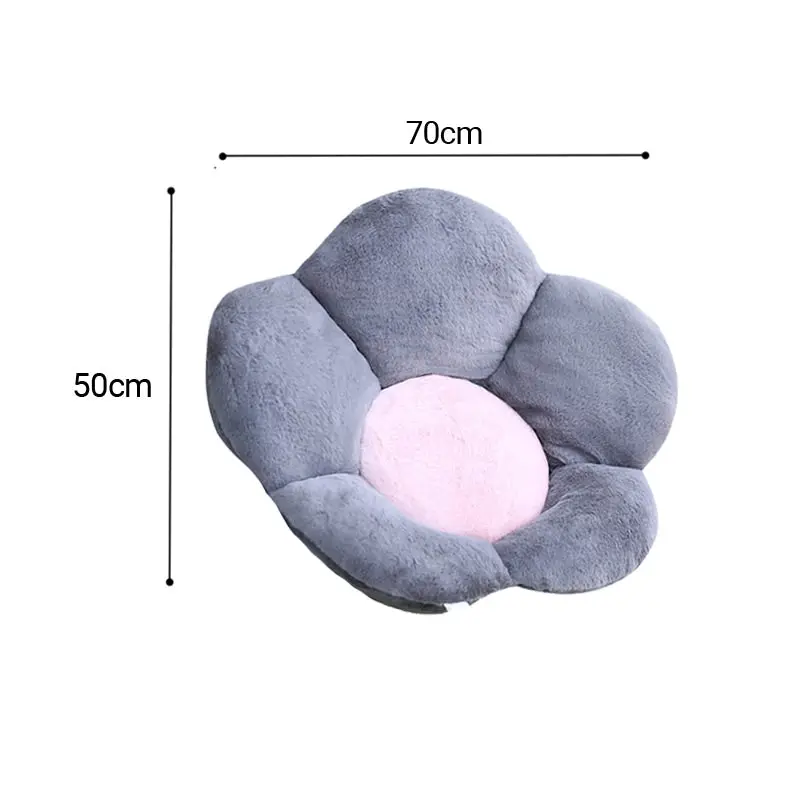 Soga Dark Gray Whimsical Big Flower Shape Cushion Soft Leaning Bedside Pad Floor Plush Pillow Home Decor