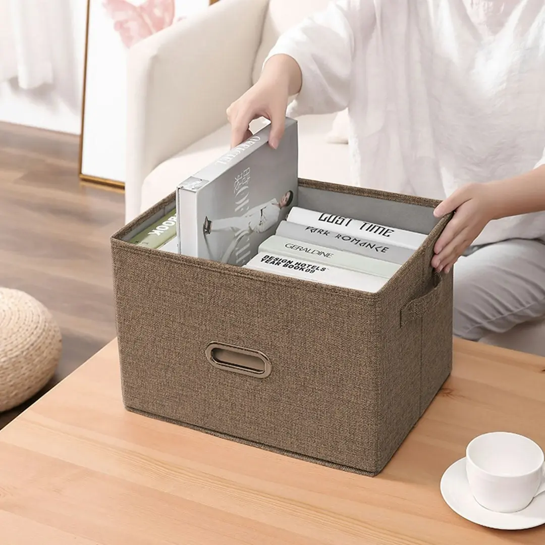 Soga Coffee Large Foldable Canvas Storage Box Cube Clothes Basket Organiser Home Decorative Box