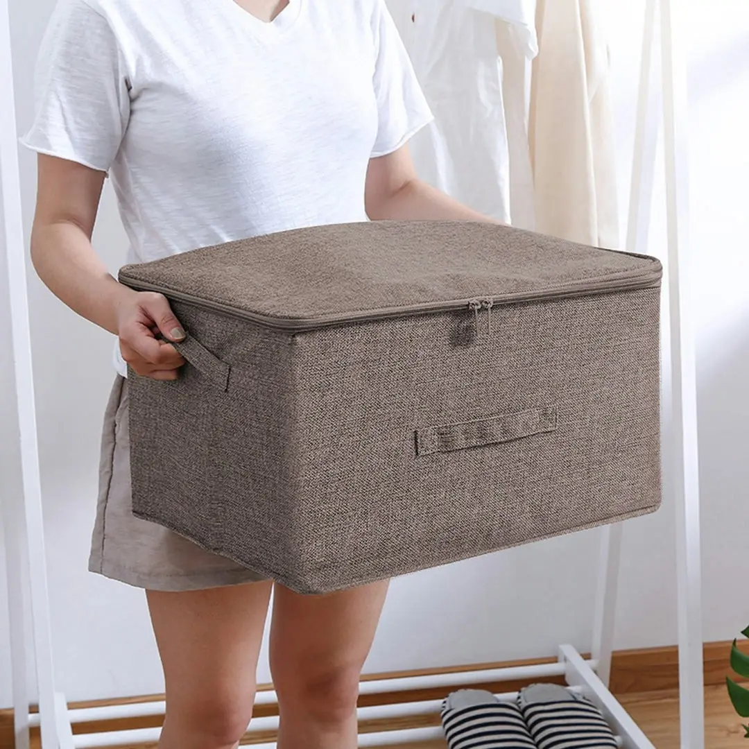 Soga Coffee Large Portable Double Zipper Storage Box Moisture Proof Clothes Basket Foldable Home Organiser