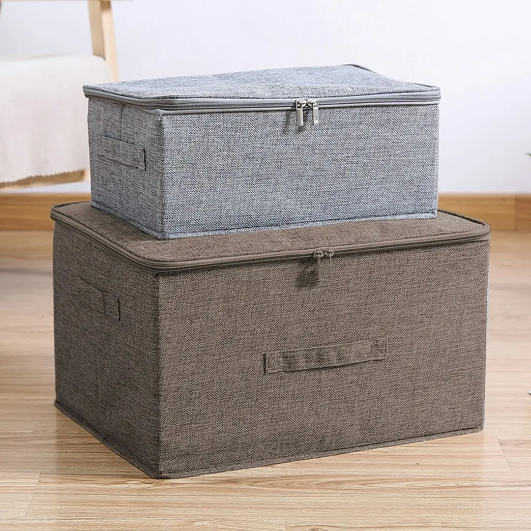 Soga Coffee Large Portable Double Zipper Storage Box Moisture Proof Clothes Basket Foldable Home Organiser