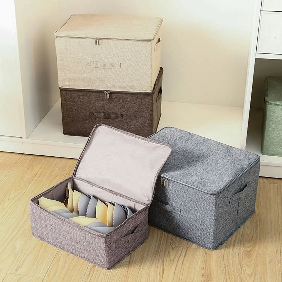 Soga Coffee Small Portable Double Zipper Storage Box Moisture Proof Clothes Basket Foldable Home Organiser