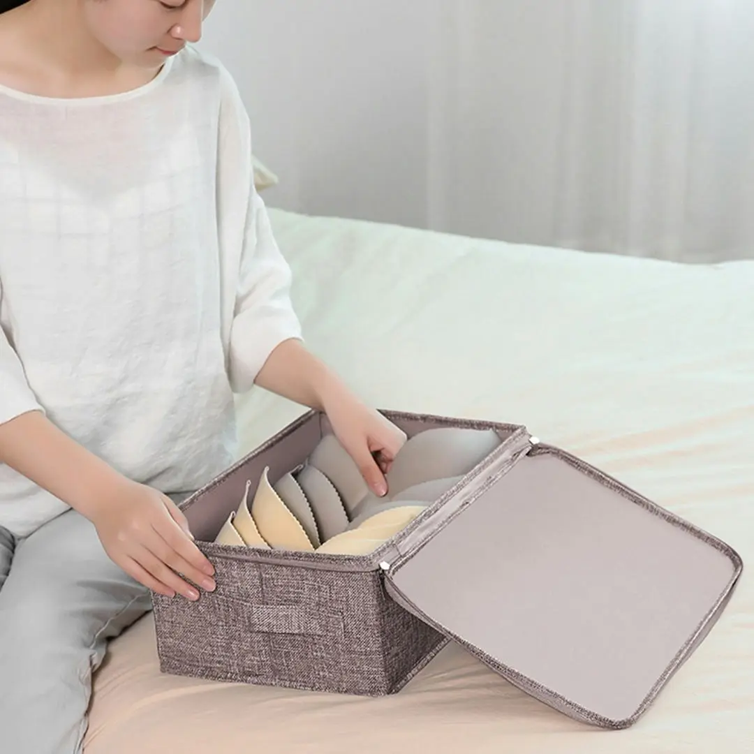 Soga Coffee Small Portable Double Zipper Storage Box Moisture Proof Clothes Basket Foldable Home Organiser