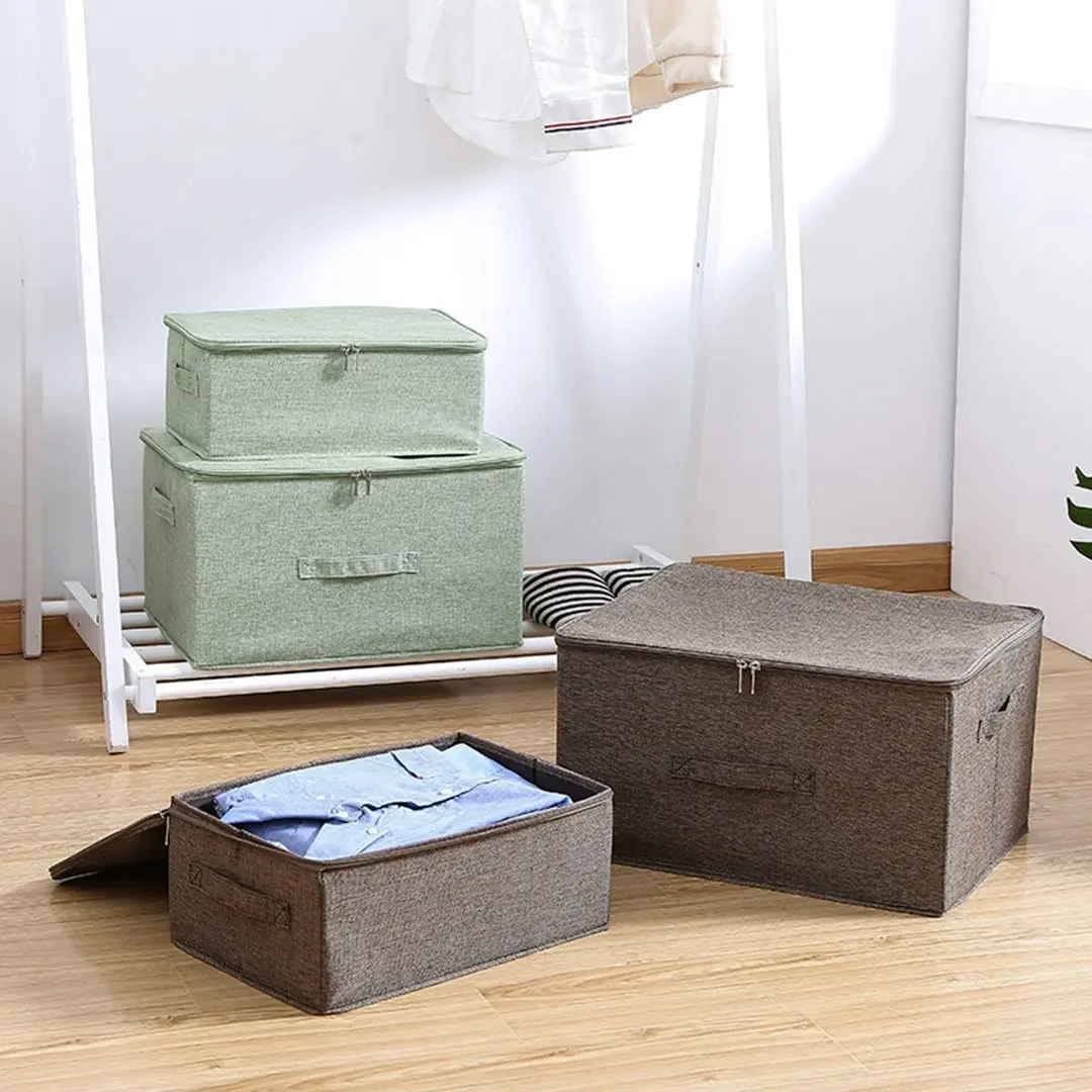 Soga Coffee Small Portable Double Zipper Storage Box Moisture Proof Clothes Basket Foldable Home Organiser