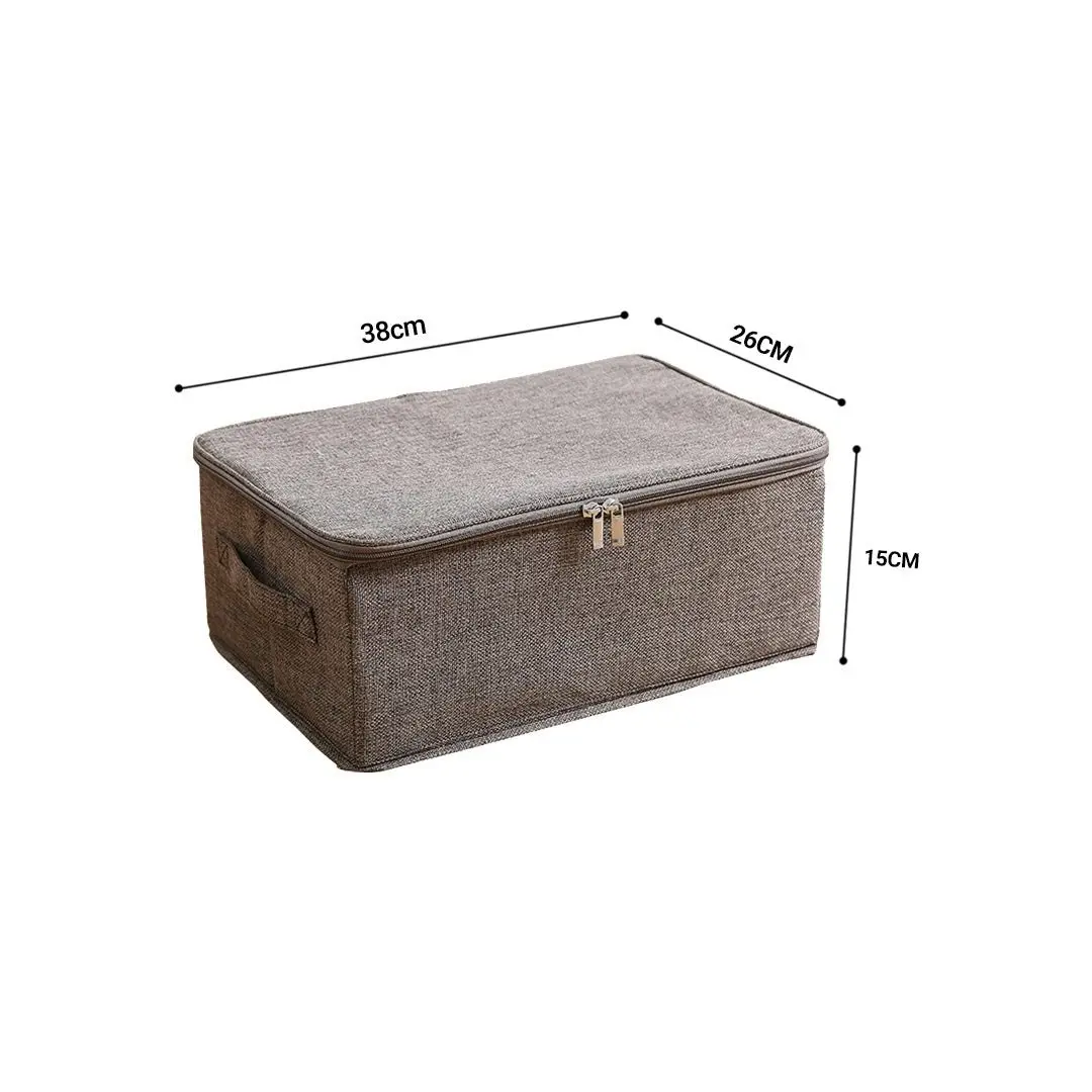 Soga Coffee Small Portable Double Zipper Storage Box Moisture Proof Clothes Basket Foldable Home Organiser