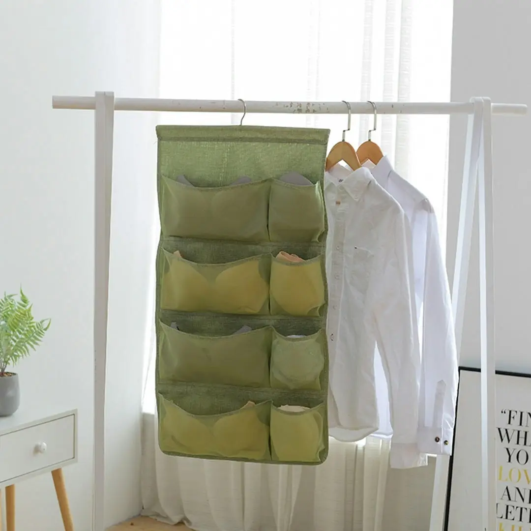 Soga Green Double Sided Hanging Storage Bag Underwear Bra Socks Mesh Pocket Hanger Home Organiser