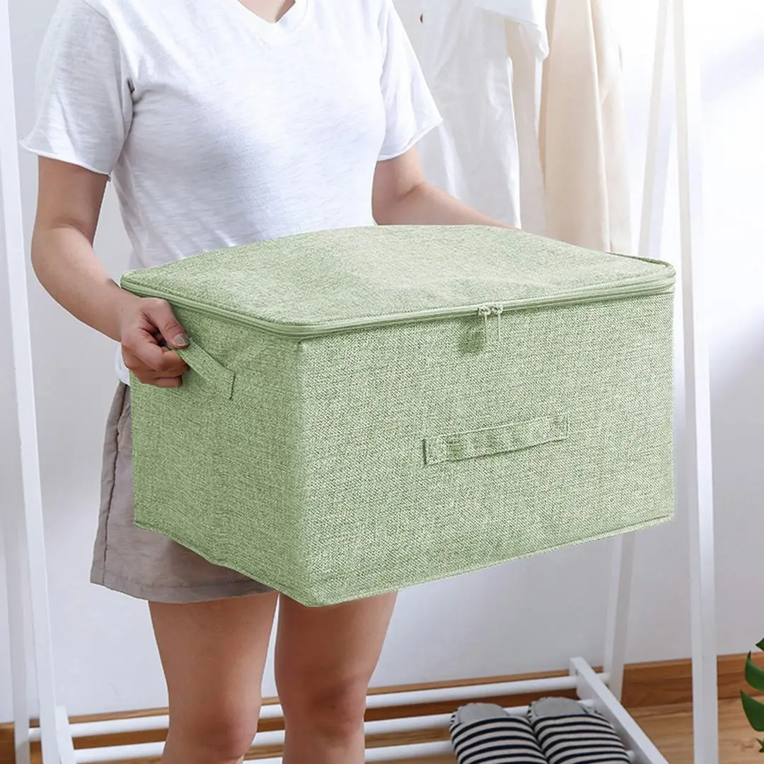 Soga Green Large Portable Double Zipper Storage Box Moisture Proof Clothes Basket Foldable Home Organiser