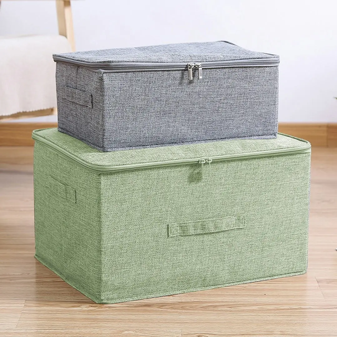 Soga Green Large Portable Double Zipper Storage Box Moisture Proof Clothes Basket Foldable Home Organiser