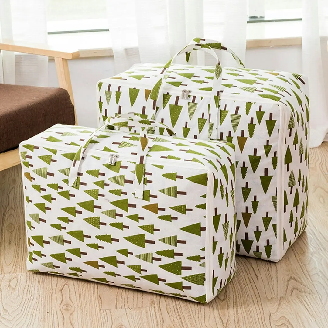 Soga Green Pine Tree Large Storage Luggage Bag Double Zipper Foldable Travel Organiser Essentials