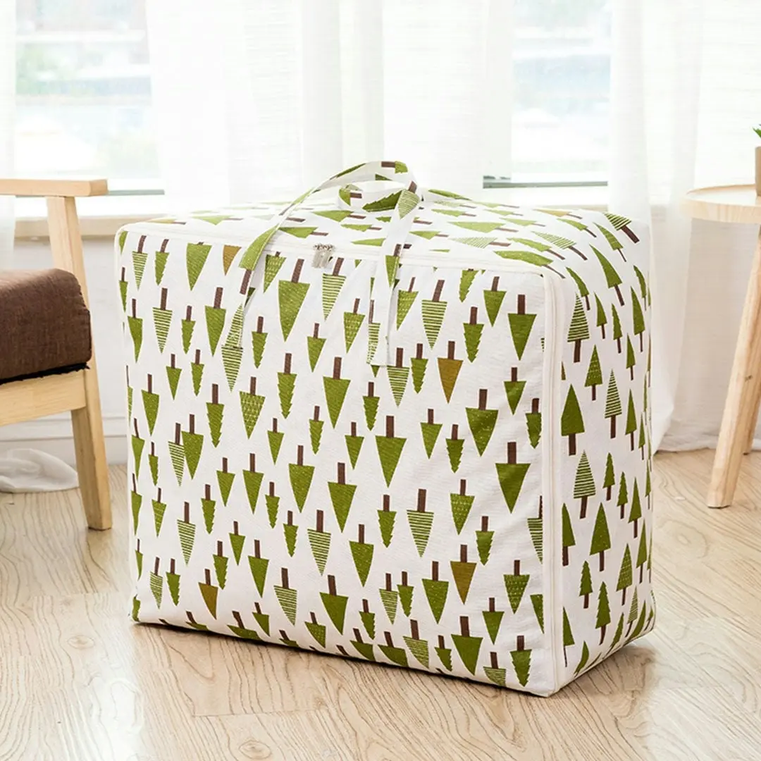 Soga Green Pine Tree Large Storage Luggage Bag Double Zipper Foldable Travel Organiser Essentials