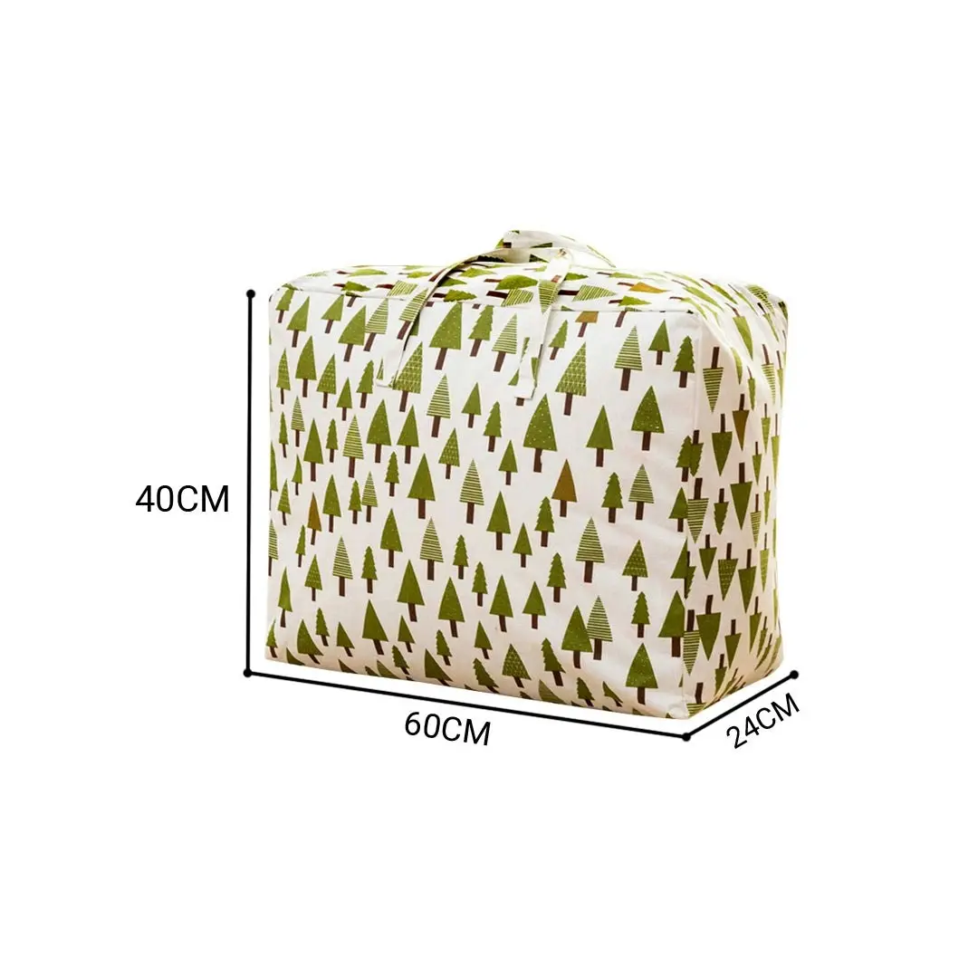 Soga Green Pine Tree Large Storage Luggage Bag Double Zipper Foldable Travel Organiser Essentials