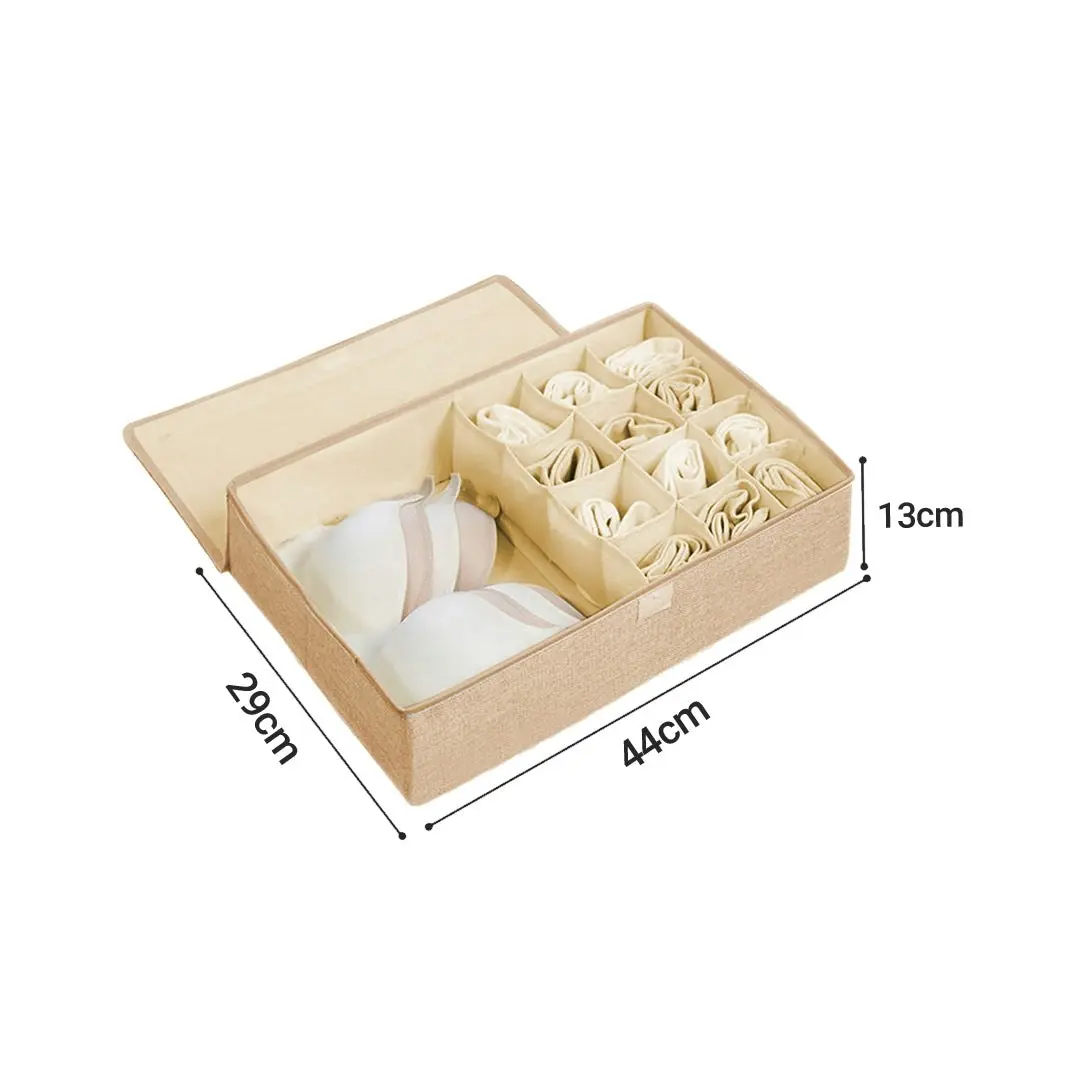 Soga Beige Flip Top Underwear Storage Box Foldable Wardrobe Partition Drawer Home Organiser