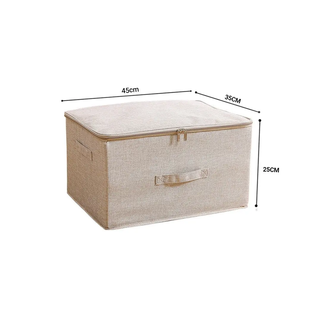 Soga Beige Large Portable Double Zipper Storage Box Moisture Proof Clothes Basket Foldable Home Organiser