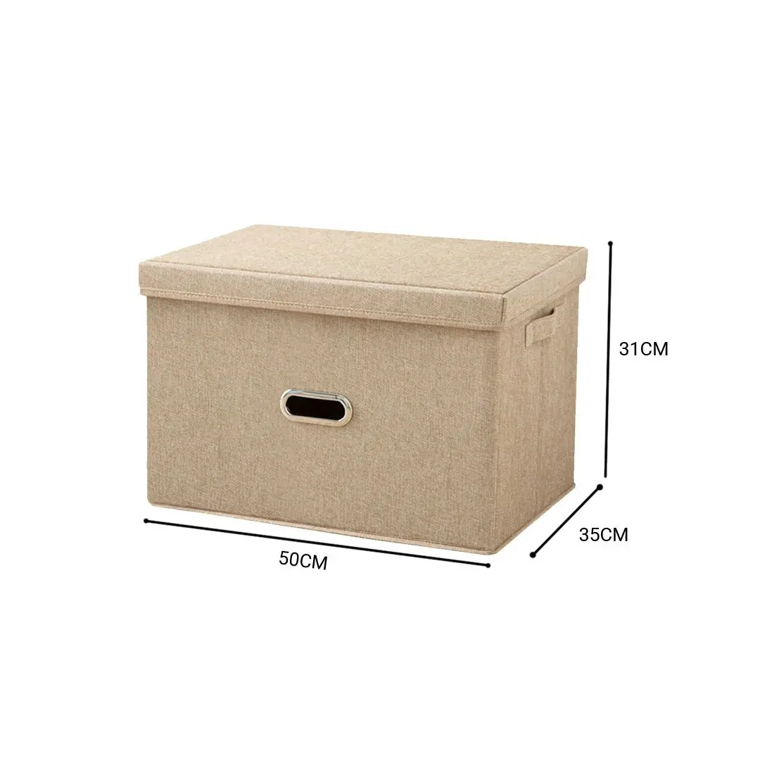 SOGA Beige Super Large Foldable Canvas Storage Box Cube Clothes Basket Organiser Home Decorative Box